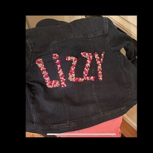 Custom Denim Jacket with Floral Lettering